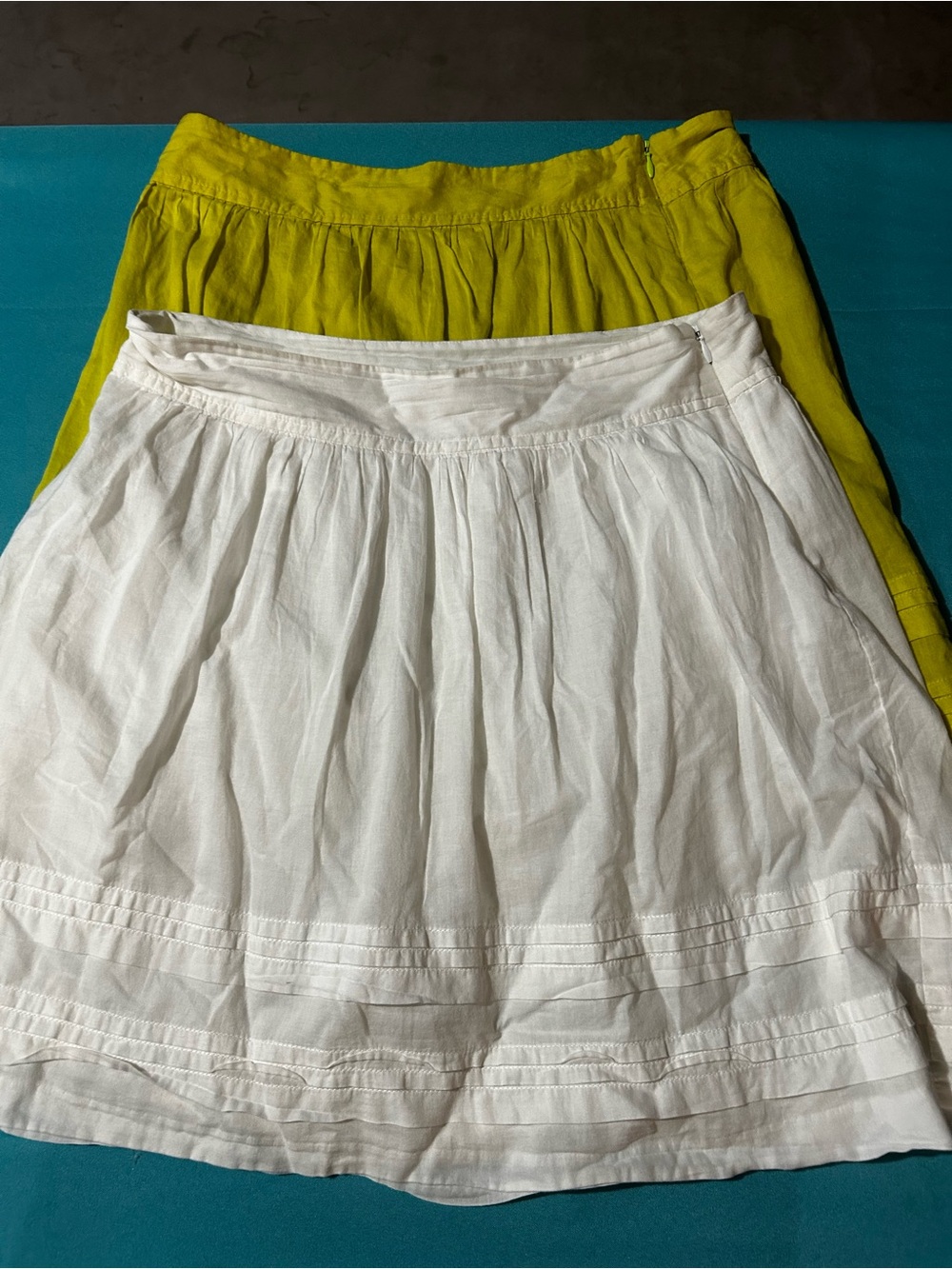 Loft. Bundle of two White & Lime A-Line Skirts